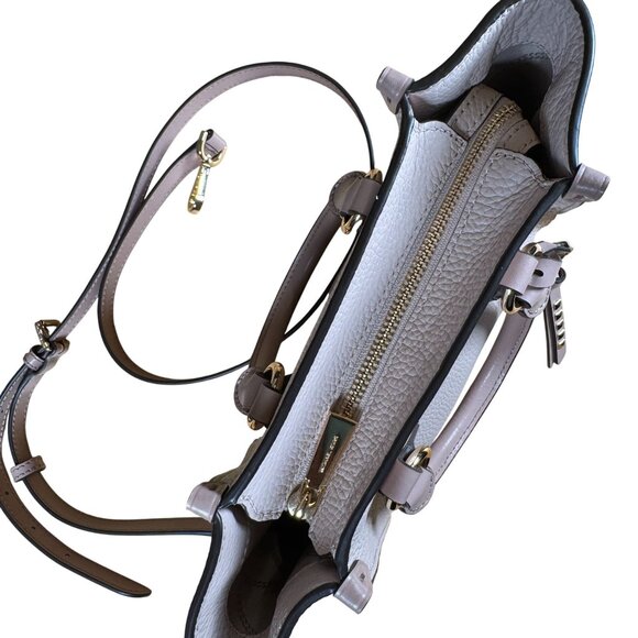 MICHAEL Michael Kors Kris Small Pebbled Leather Satchel Pink & Ivory in EUC! - Picture 10 of 13